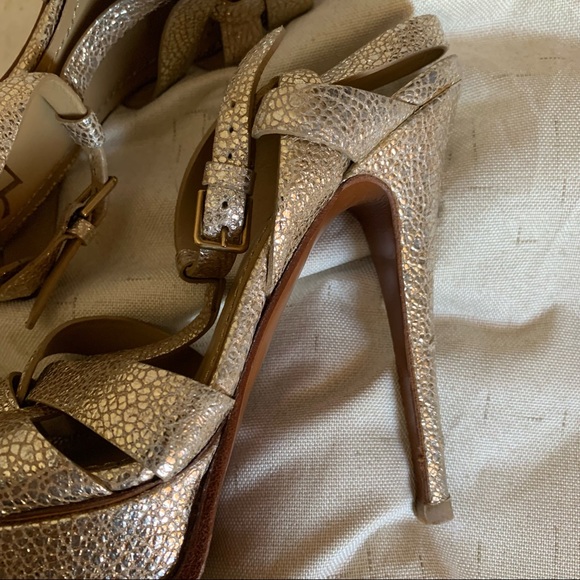 YSL tribute platform gold leather heels - Picture 5 of 16